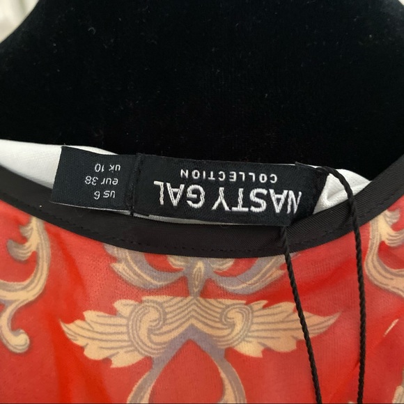 Nasty Gal Baroque Red Long Maxy Chiffon Dress - Picture 11 of 13